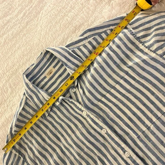 Faherty Laguna Linen blue white stripe M - Picture 7 of 12